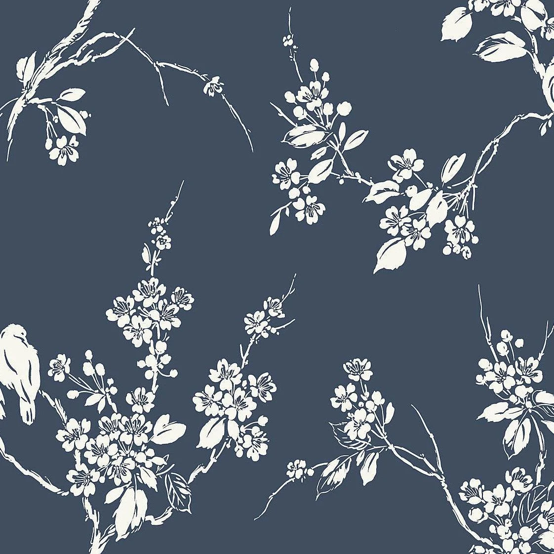 Imperial Blossoms Branch Wallpaper // Navy