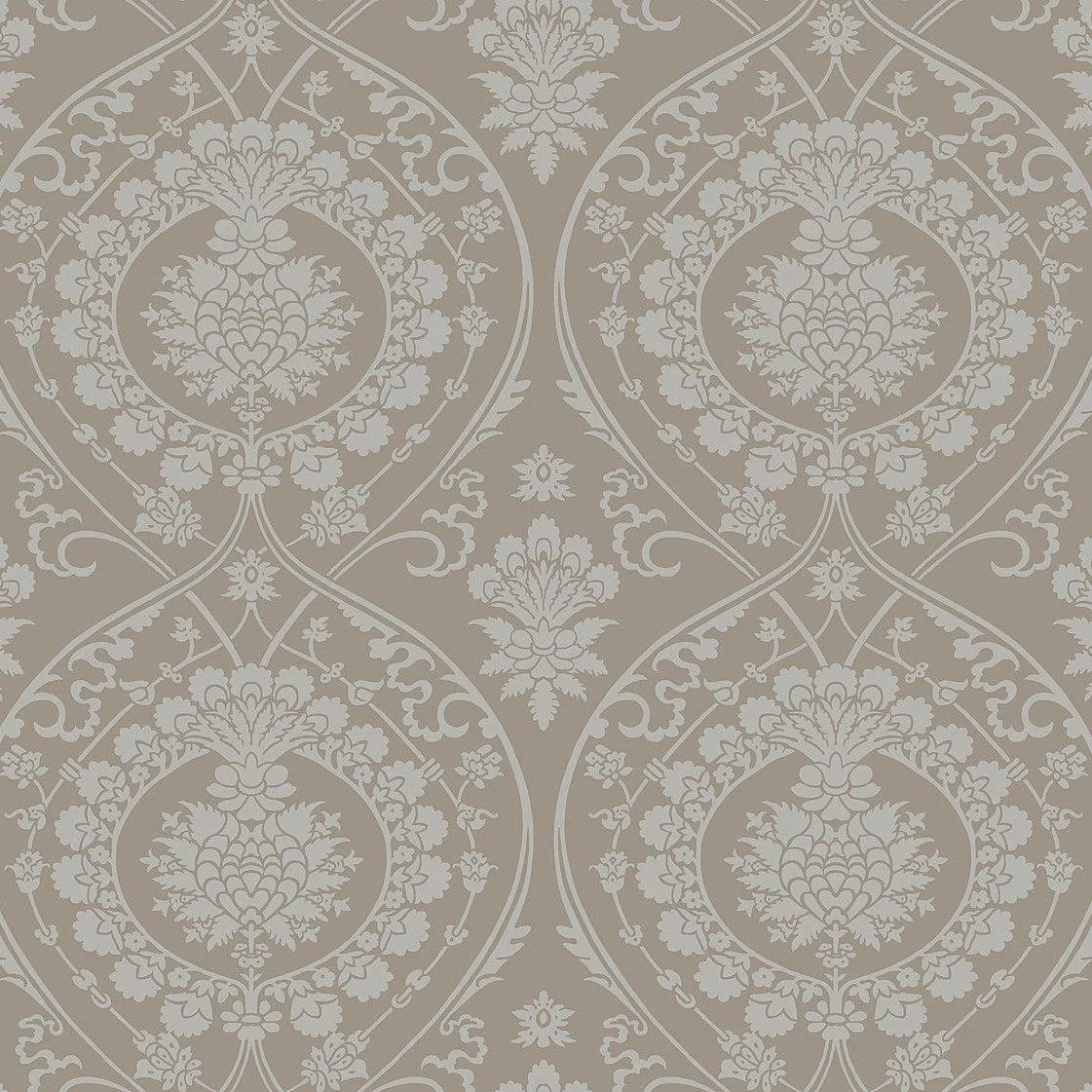 Imperial Damask Wallpaper // Beige & Silver
