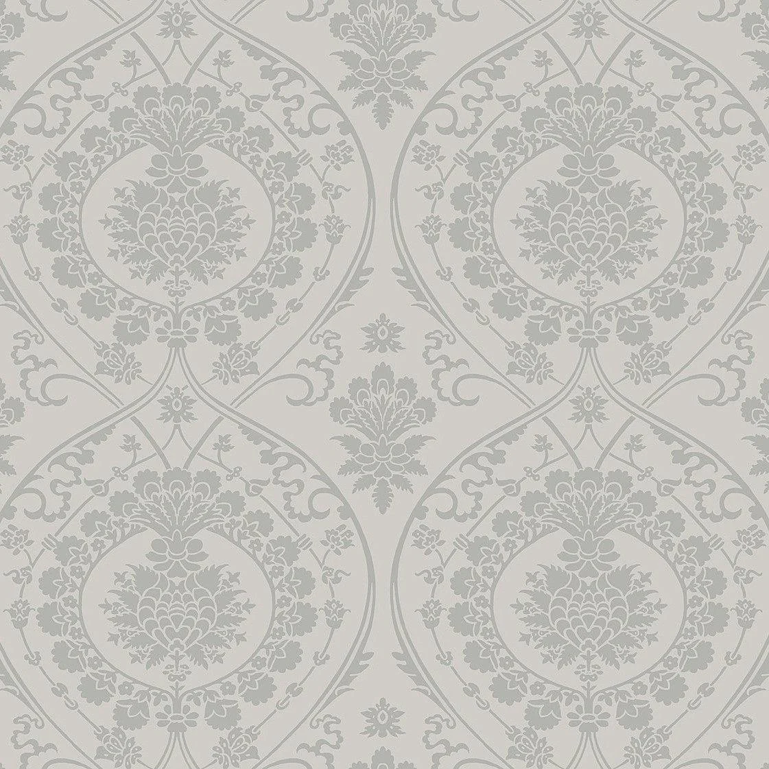 Imperial Damask Wallpaper // Grey & Silver