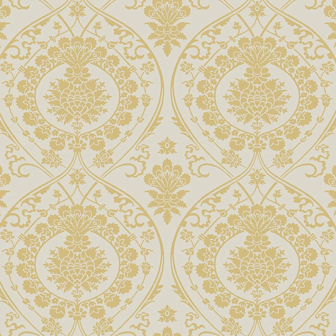 Imperial Damask Wallpaper // Off White & Gold