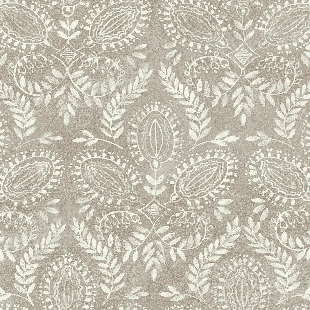 Laurel Damask Wallpaper // Brown