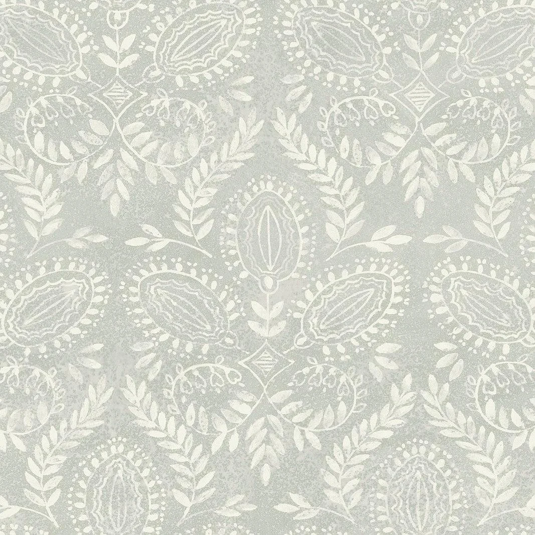 Laurel Damask Wallpaper // Grey
