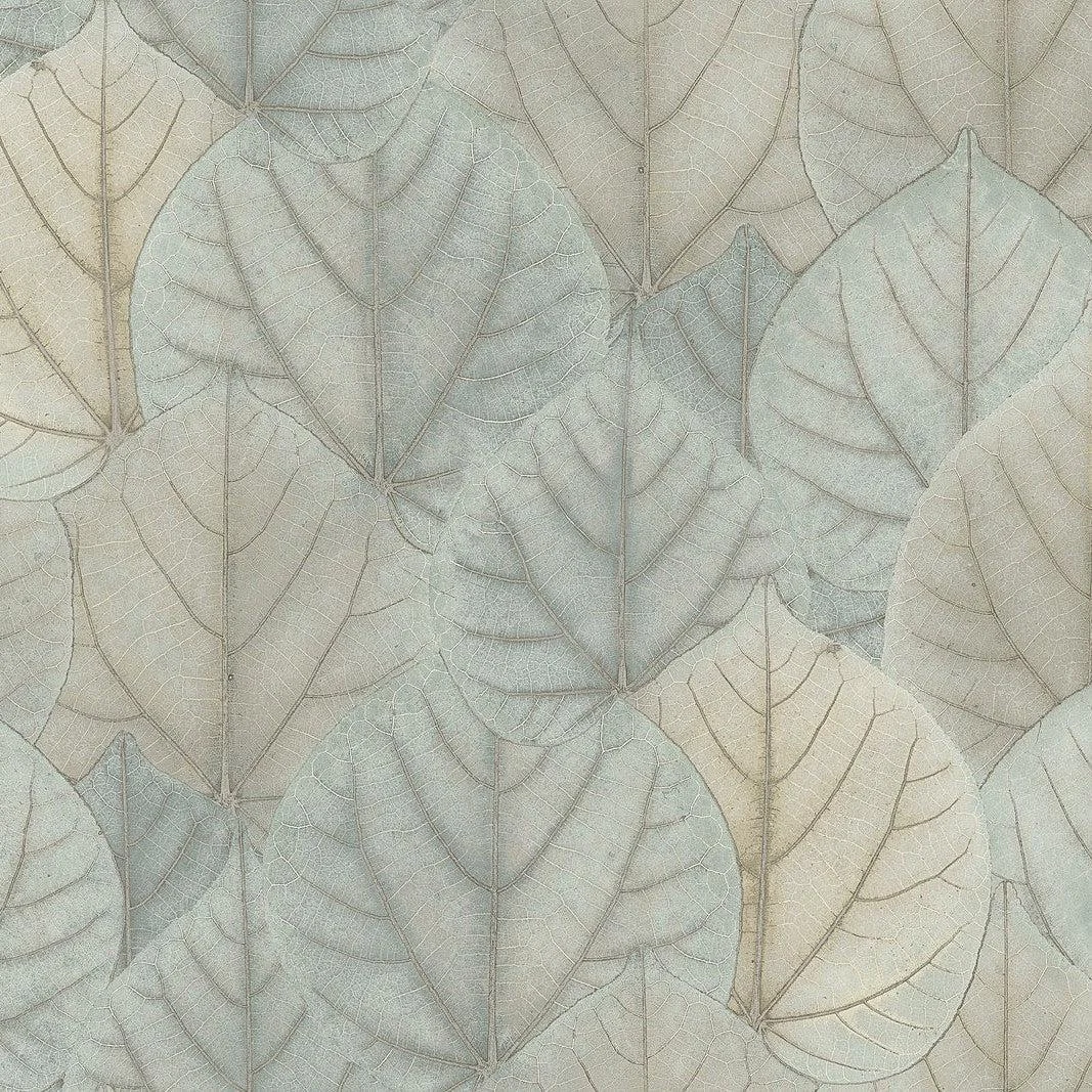 Leaf Concerto Wallpaper // Blue & Taupe