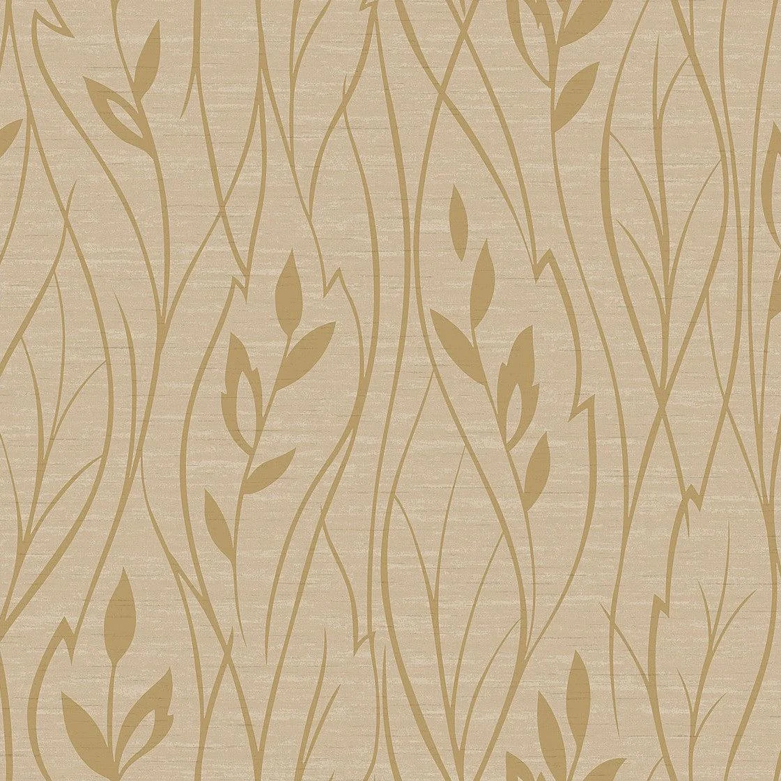 Leaf Silhouette Wallpaper // Beige Metallic