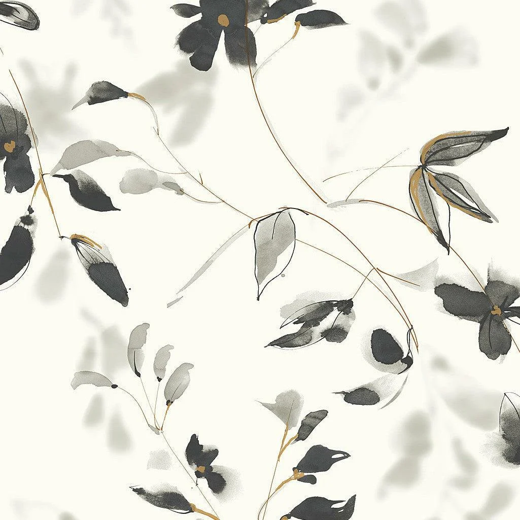 Linden Flower Peel & Stick Wallpaper // Black