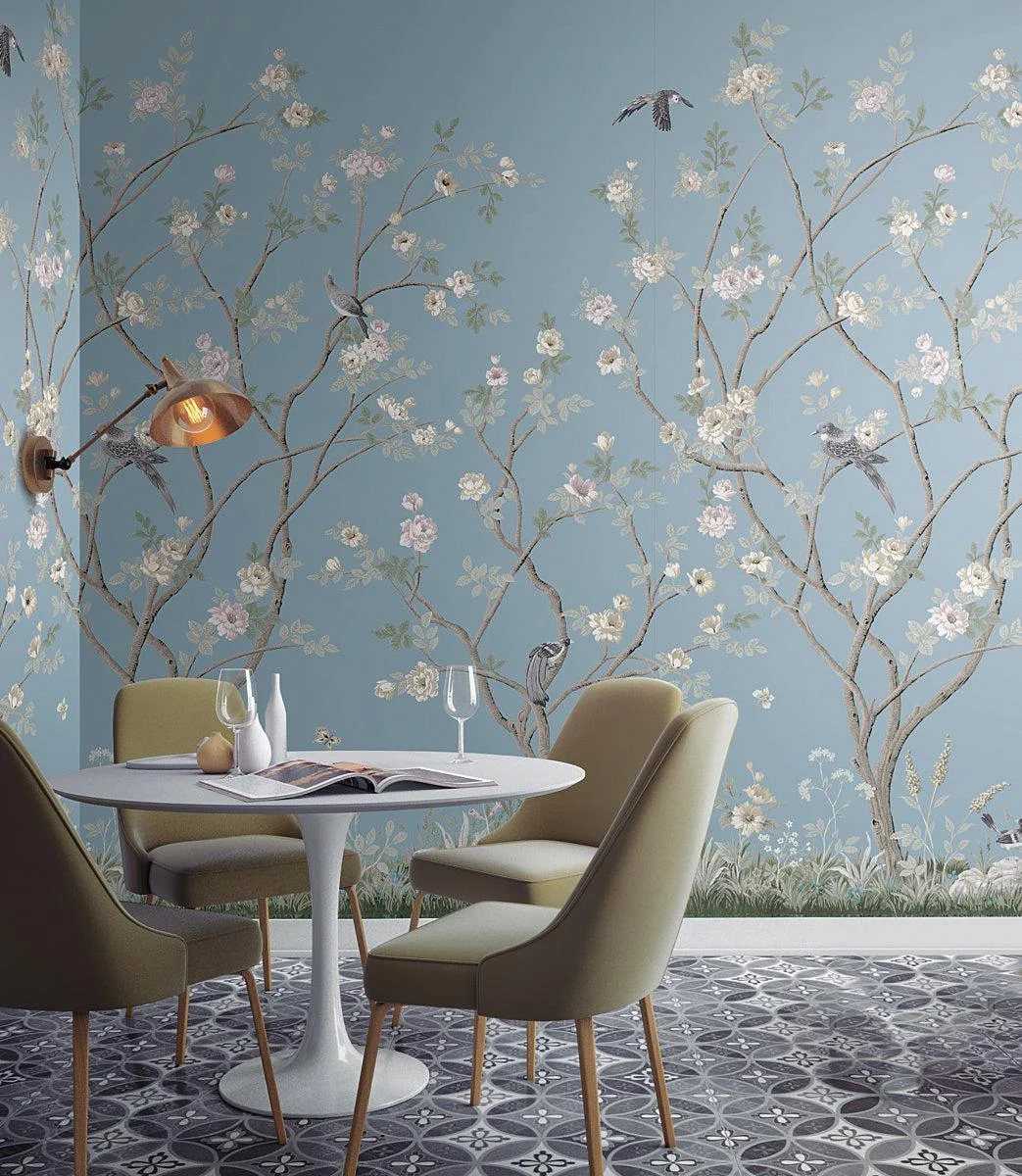 Lingering Garden Wall Mural // Light Blue