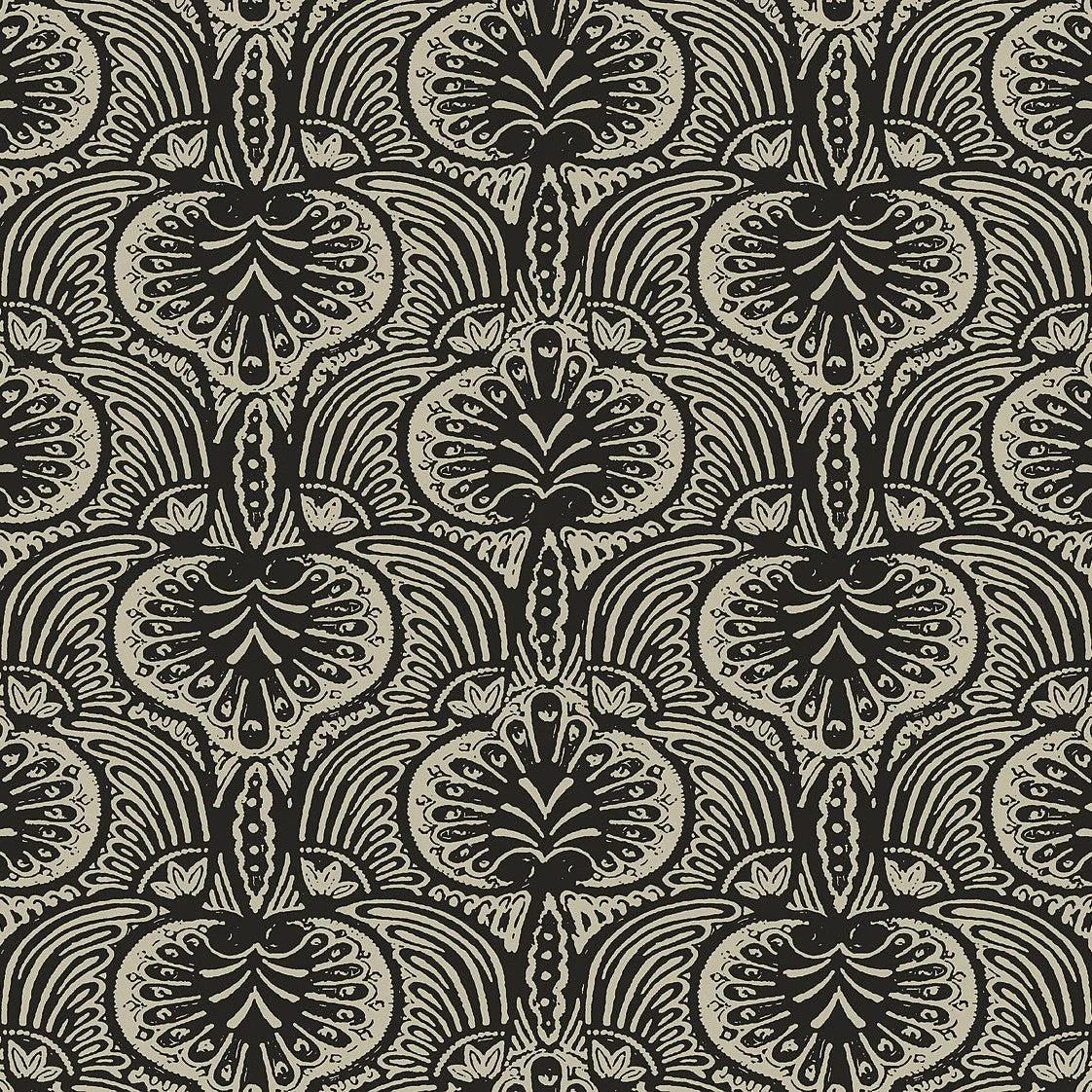 Lotus Palm Wallpaper // Off White & Black
