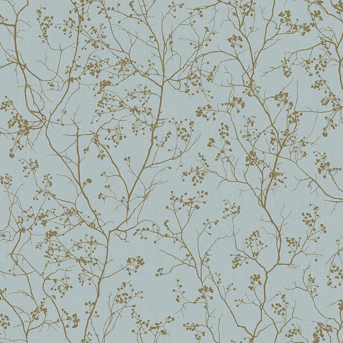 Luminous Branches Wallpaper // Blue & Gold