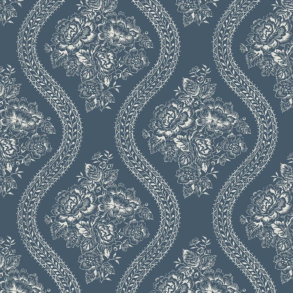 Magnolia Home Coverlet Floral Peel & Stick Wallpaper // Navy