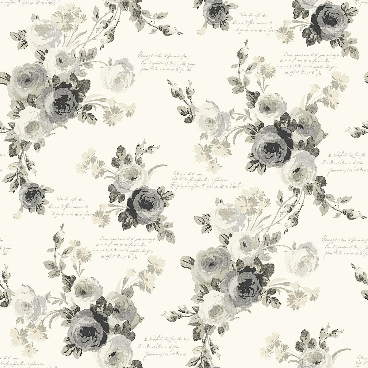 Magnolia Home Heirloom Rose Peel & Stick Wallpaper // Grey & White
