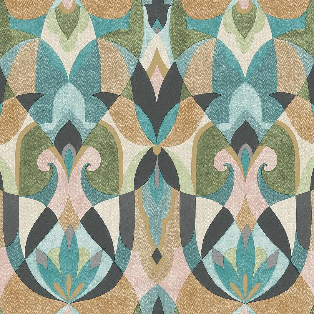 Malta Wallpaper // Teal & Gold