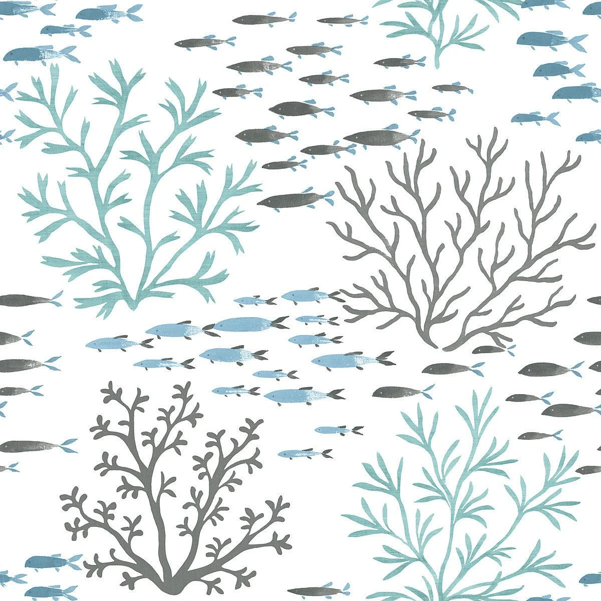 Marine Garden Wallpaper // Blue & Brown