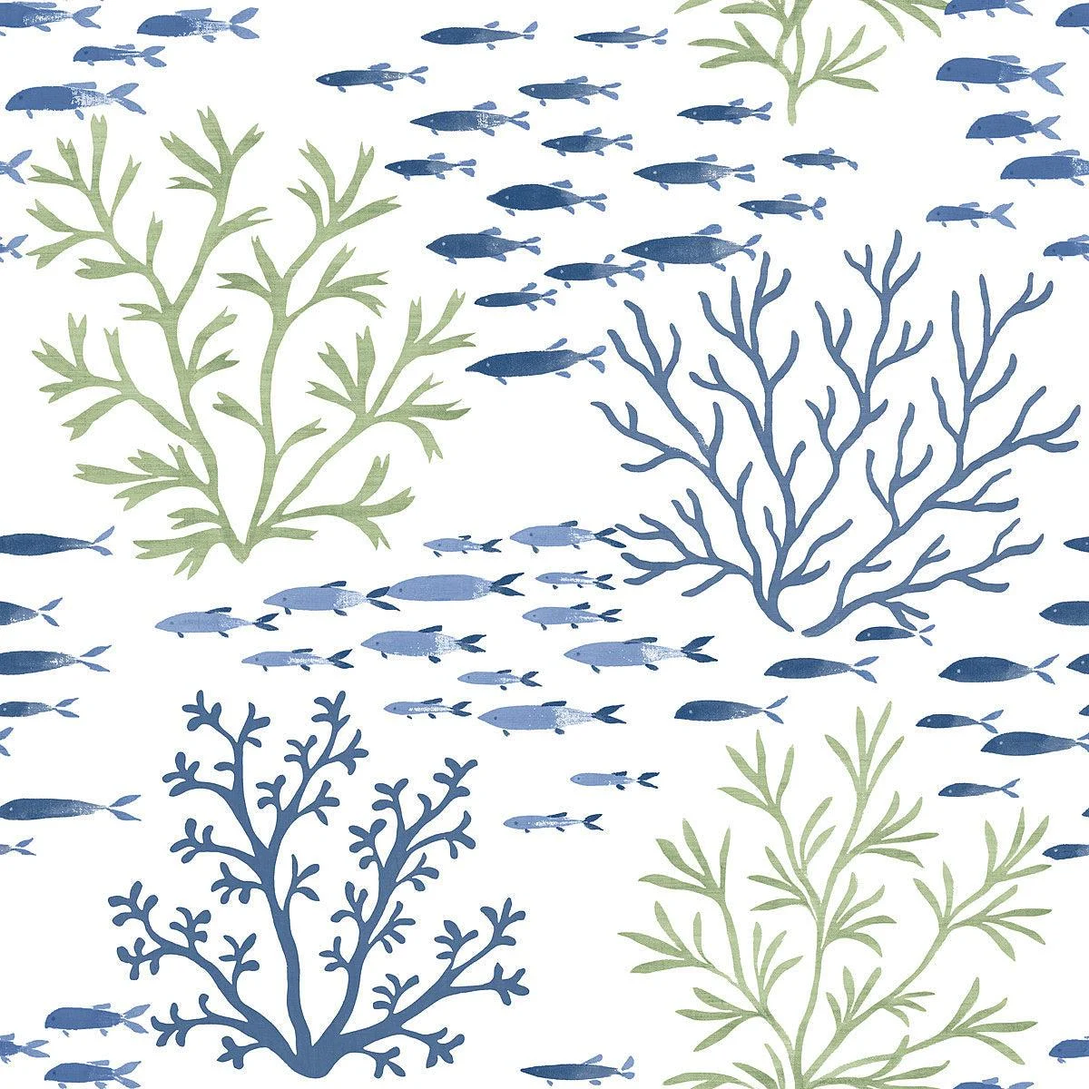 Marine Garden Wallpaper // Green & Blue