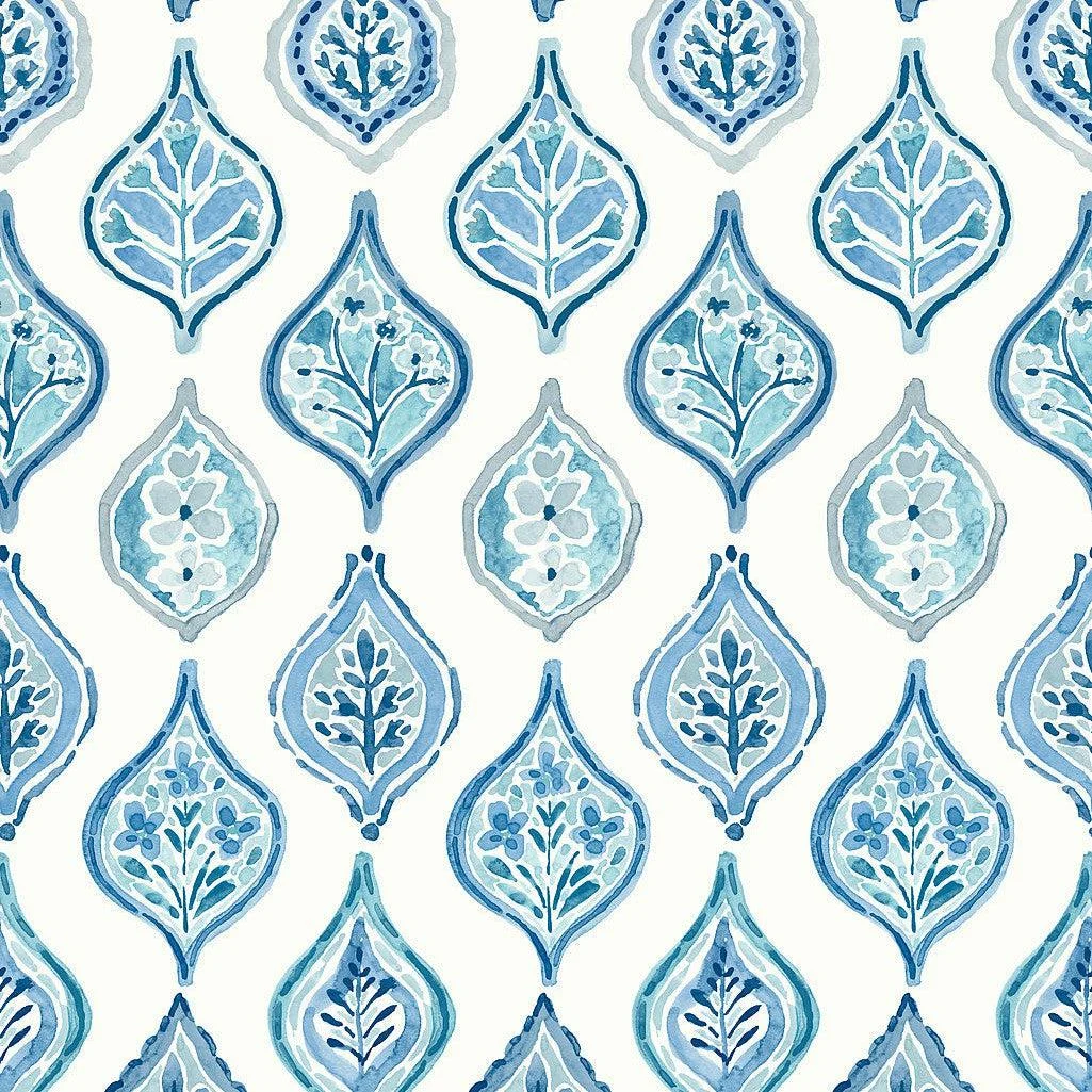 Marketplace Motif Wallpaper // White & Blue