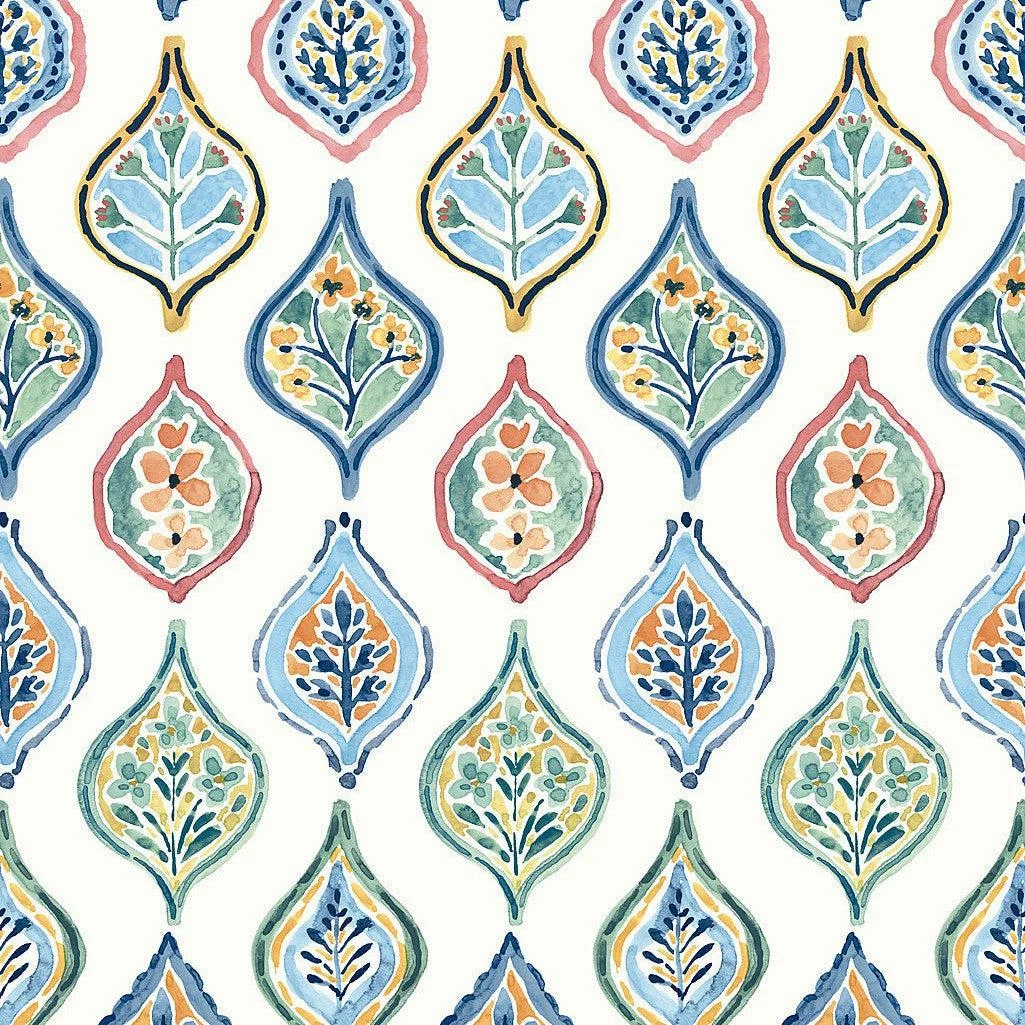 Marketplace Motif Wallpaper // White & Multi