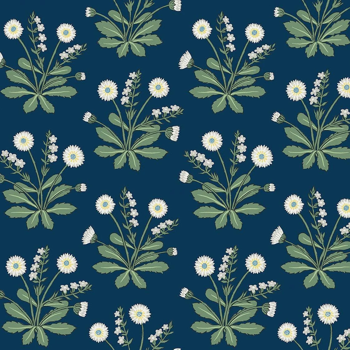 Meadow Flowers Wallpaper // Navy & White