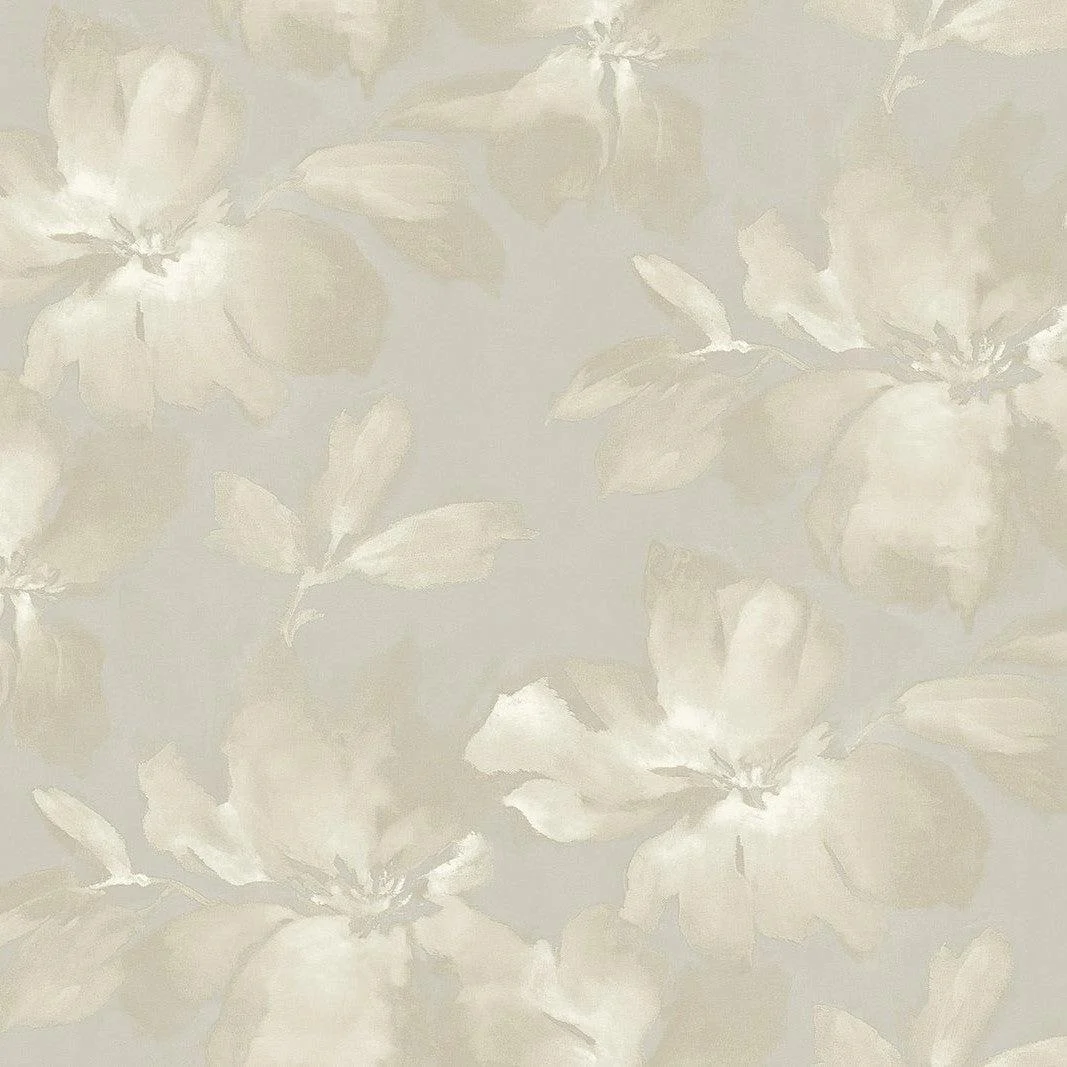 Midnight Blooms Wallpaper // Grey