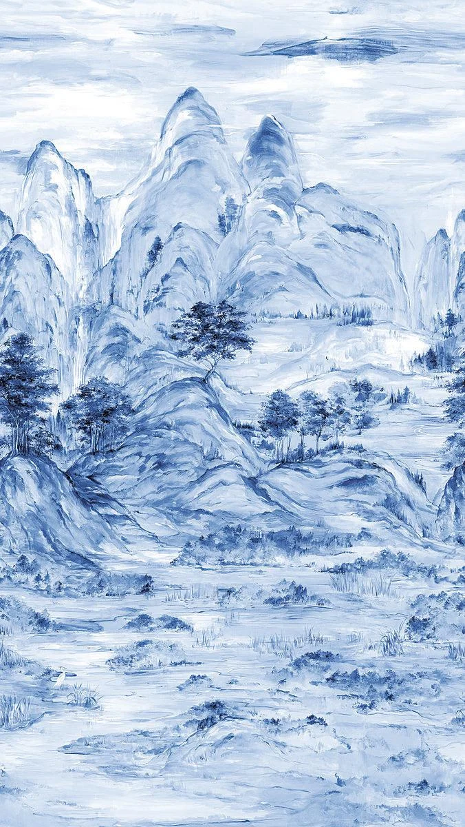 Misty Mountain Wall Mural // Blue