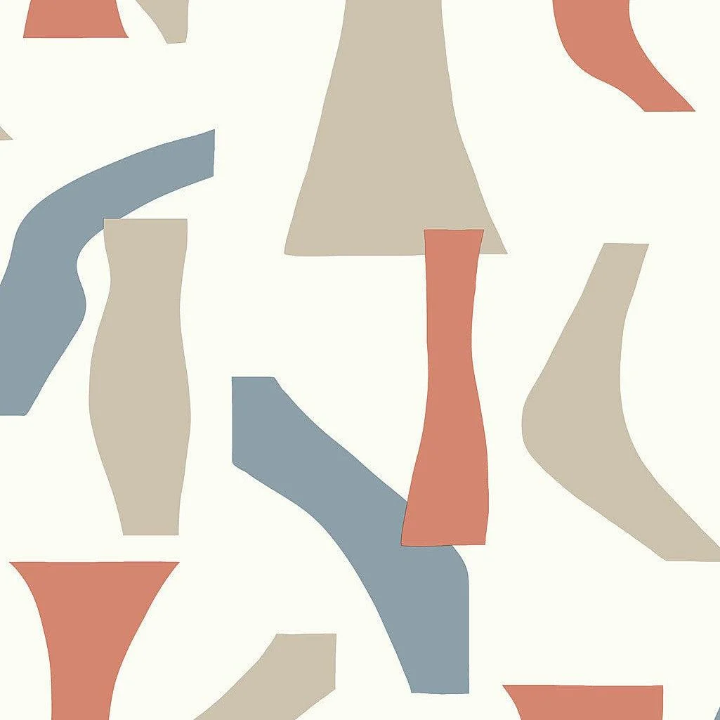 Modernist Peel & Stick Wallpaper // Coral & Blue