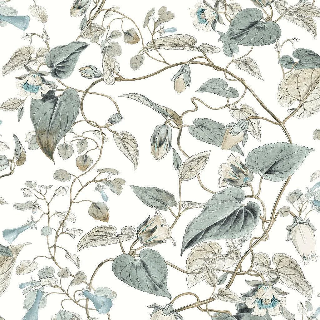 Moon Flower Wallpaper // White & Blue