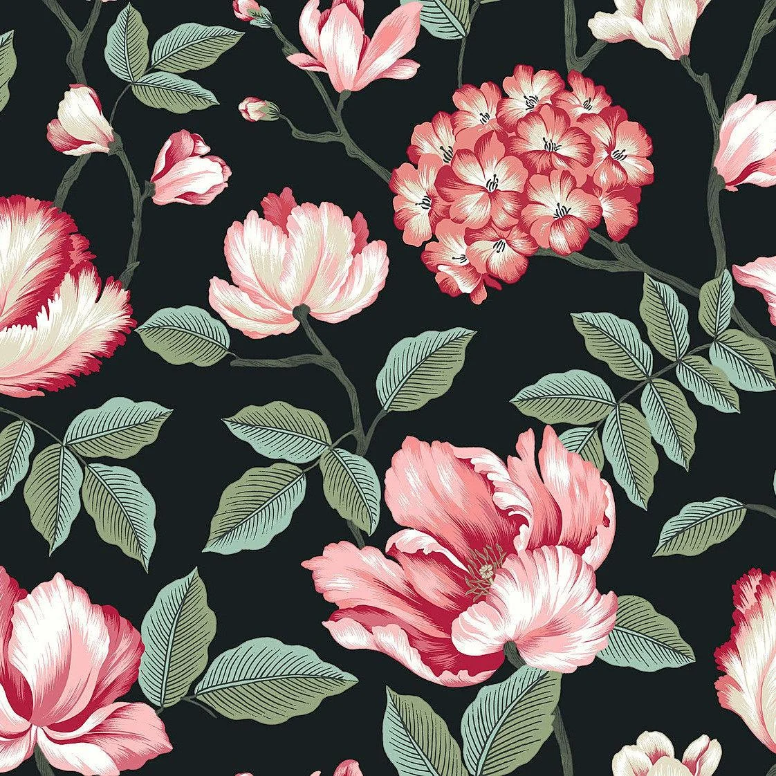 Morning Garden Wallpaper // Black