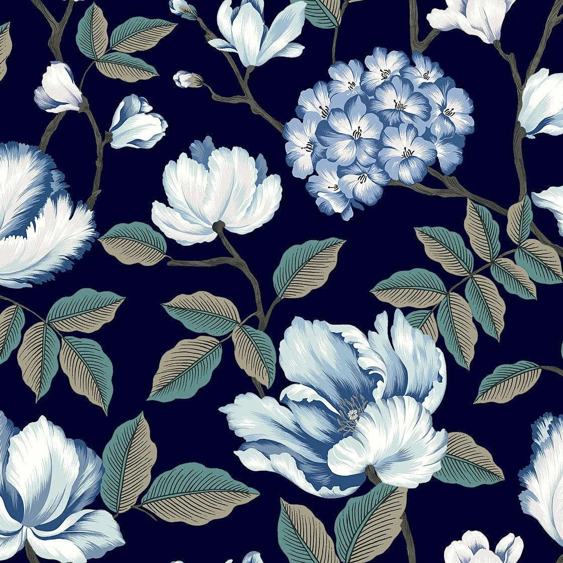 Morning Garden Wallpaper // Navy