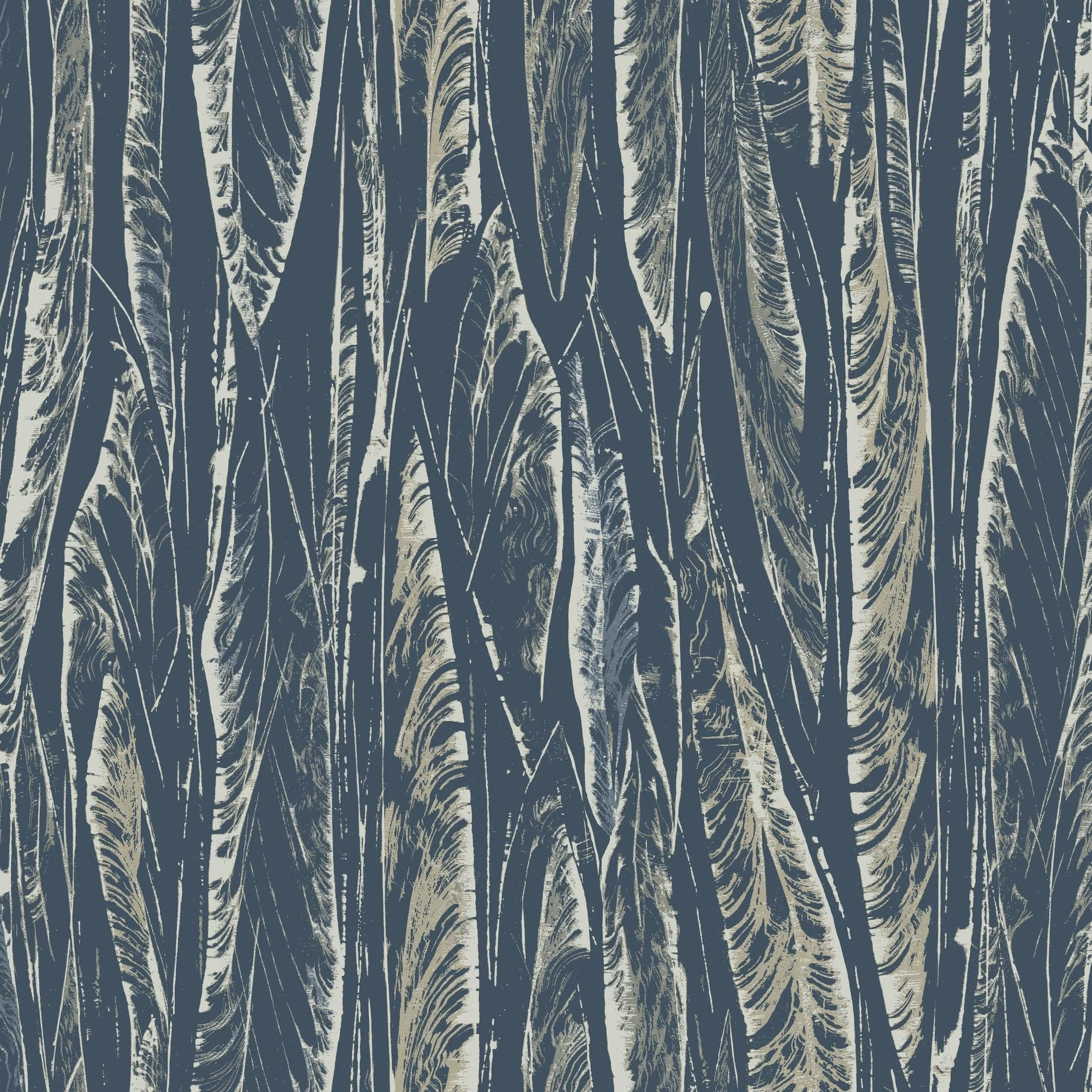 Native Leaves Wallpaper // Navy