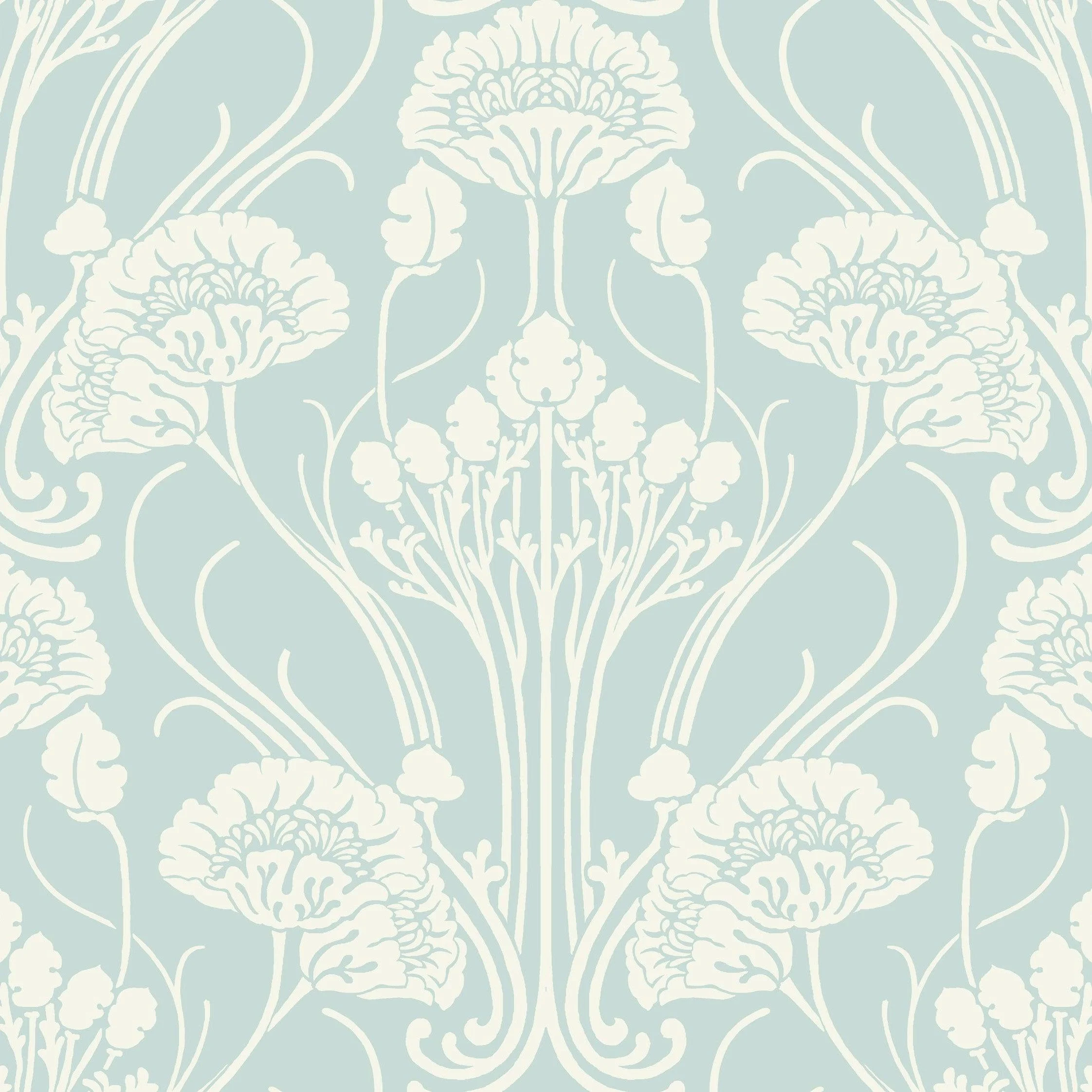 Nouveau Damask Wallpaper // Blue