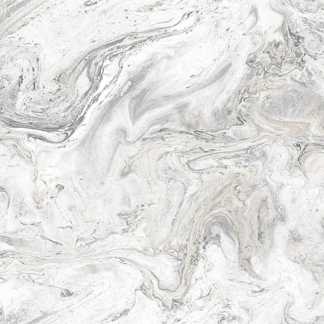 Oil & Marble Peel & Stick Wallpaper // White & Grey
