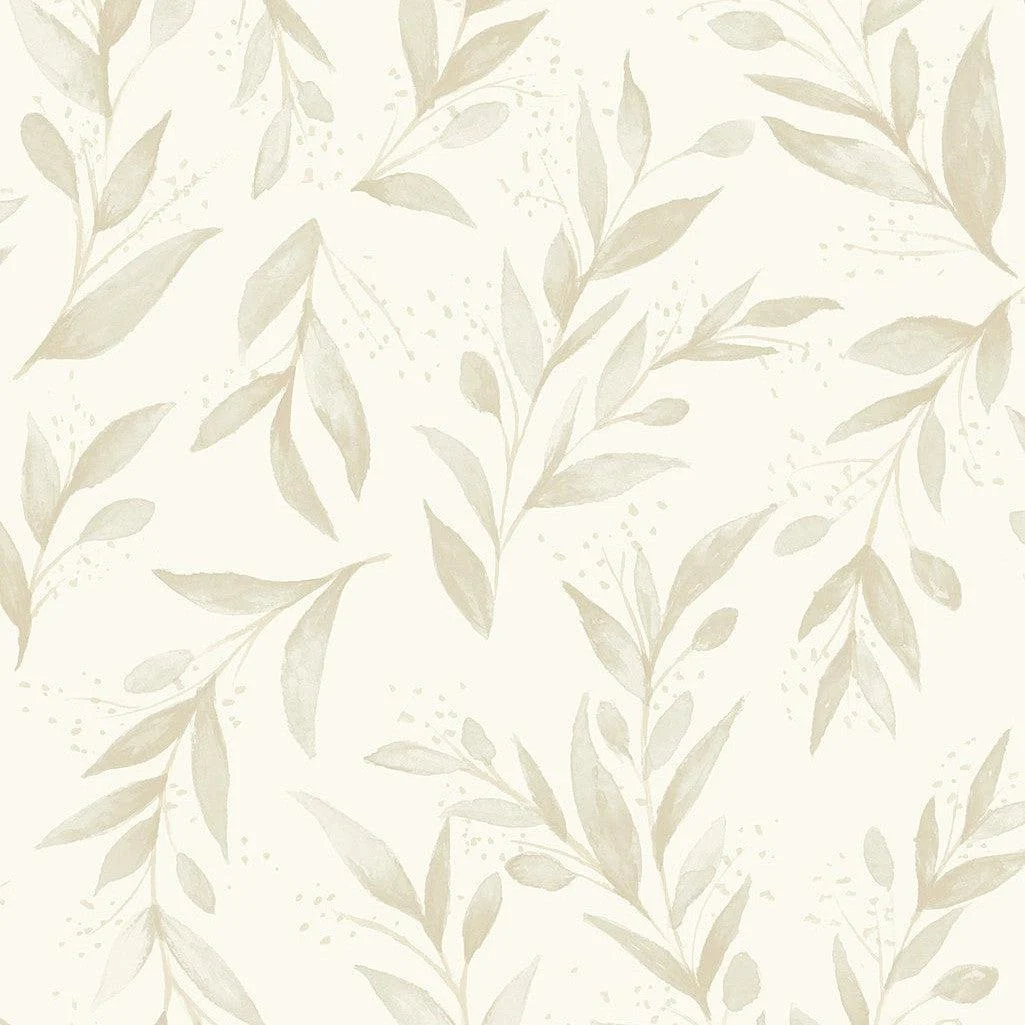 Olive Branch Wallpaper // Beige