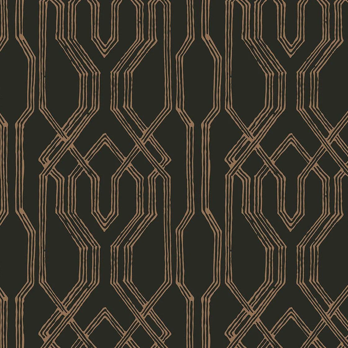 Oriental Lattice Wallpaper // Black & Gold