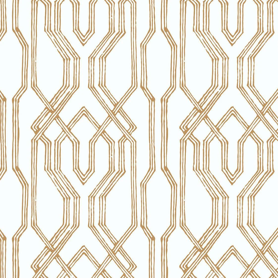 Oriental Lattice Wallpaper // White & Gold