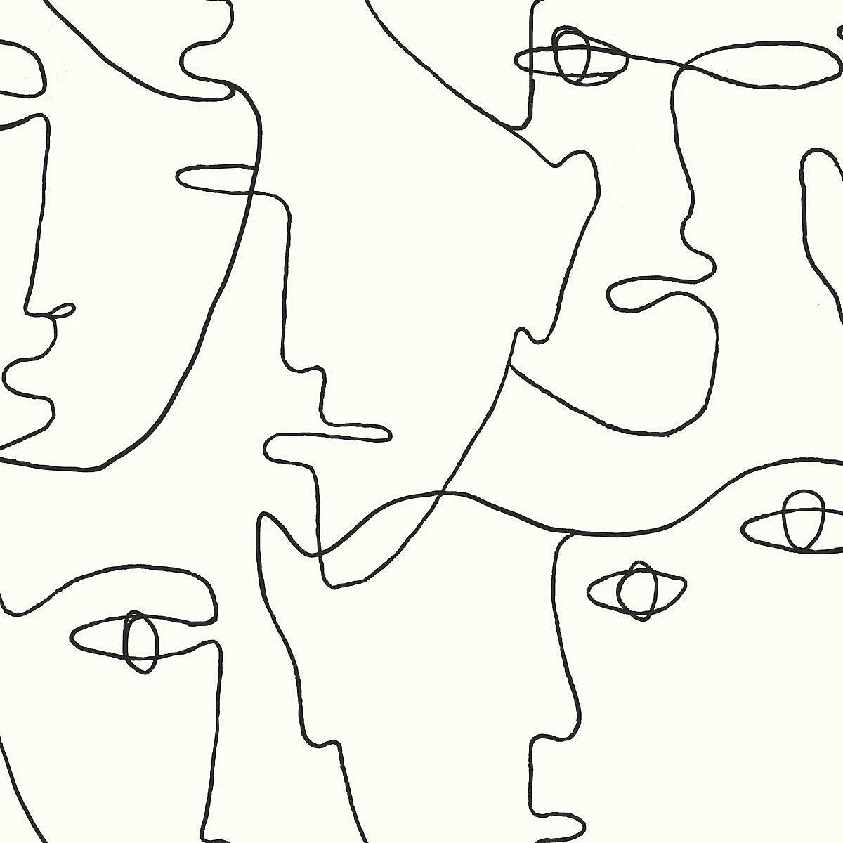 Pablo Portraits Peel & Stick Wallpaper // Black