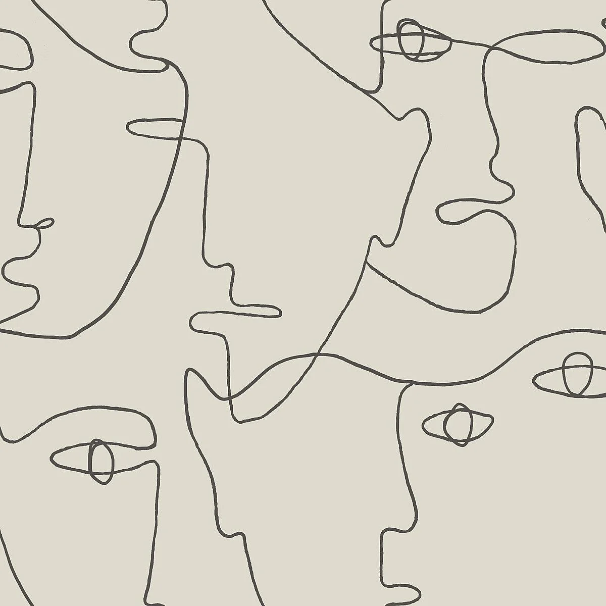 Pablo Portraits Peel & Stick Wallpaper // Linen & Charcoal