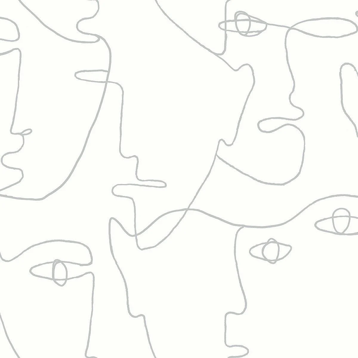 Pablo Portraits Peel & Stick Wallpaper // Silver Metallic