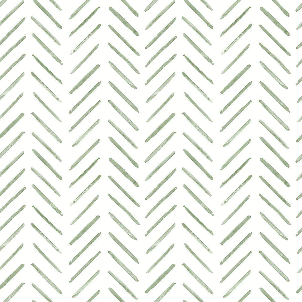 Painted Herringbone Wallpaper // Green