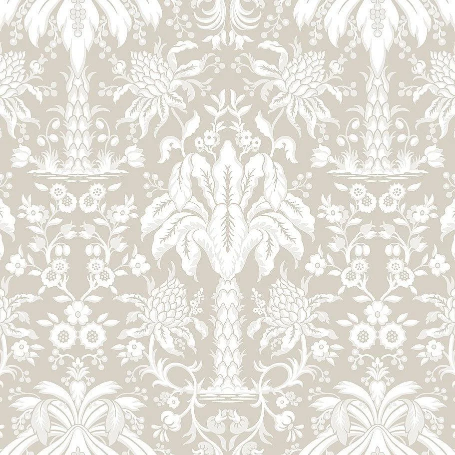 Palmetto Palm Damask Wallpaper // Beige