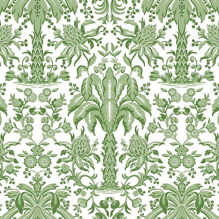 Palmetto Palm Damask Wallpaper // Green