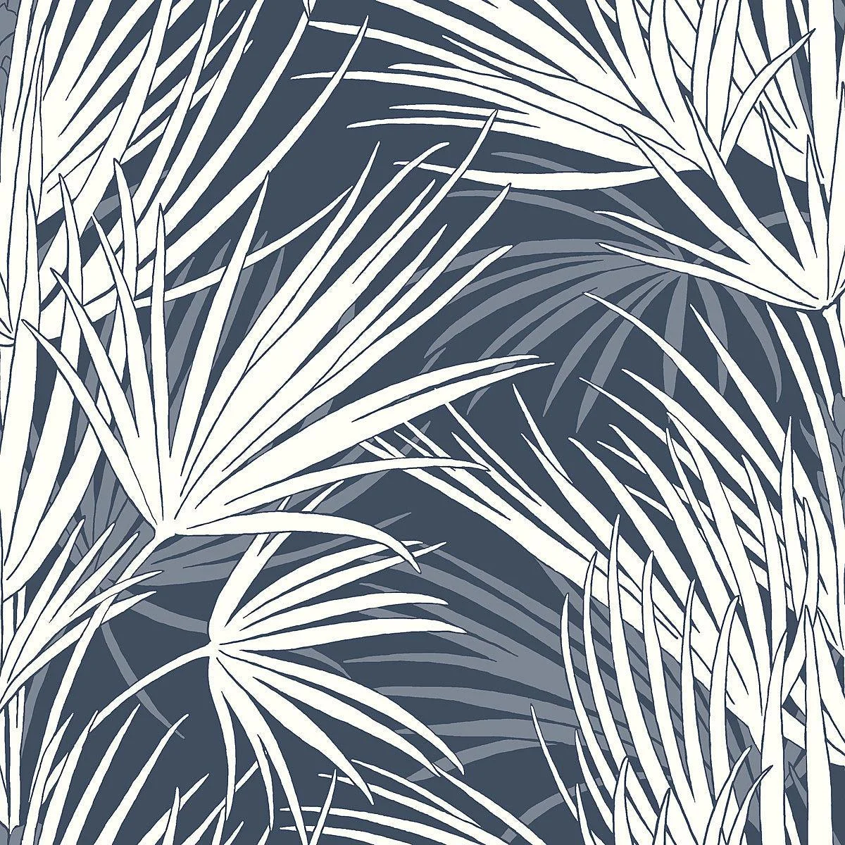 Palmetto Wallpaper // Navy & White
