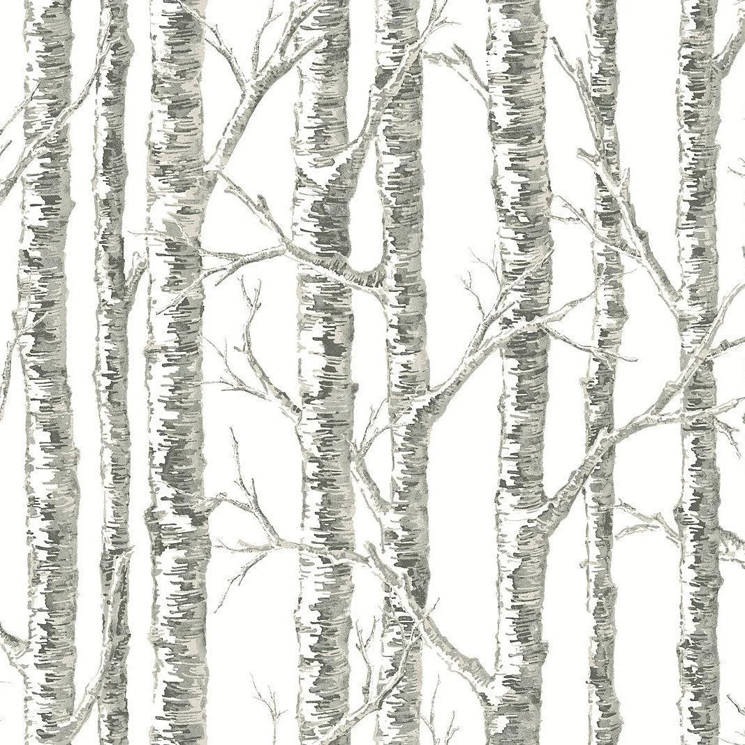 Paper Birch Wallpaper // White & Grey