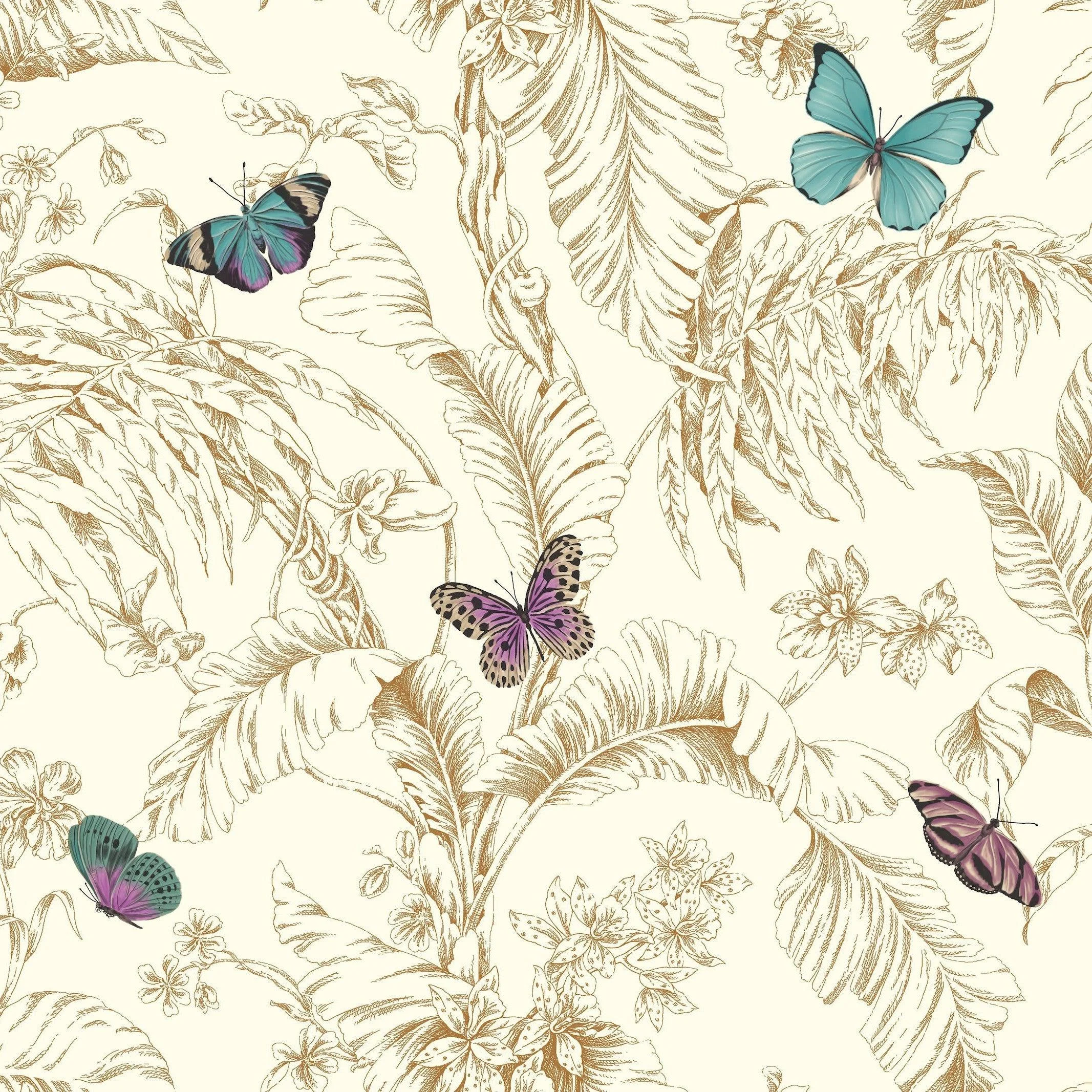 Papillon Wallpaper // Gold & Blue