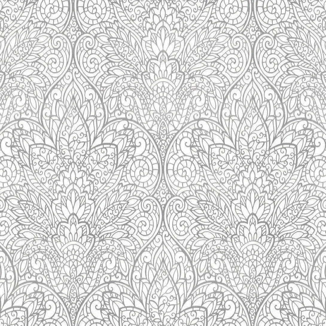 Paradise Wallpaper // Bright White & Silver