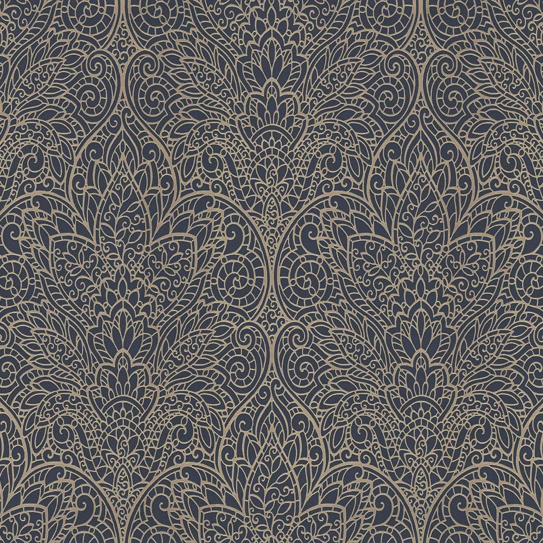 Paradise Wallpaper // Navy & Gold