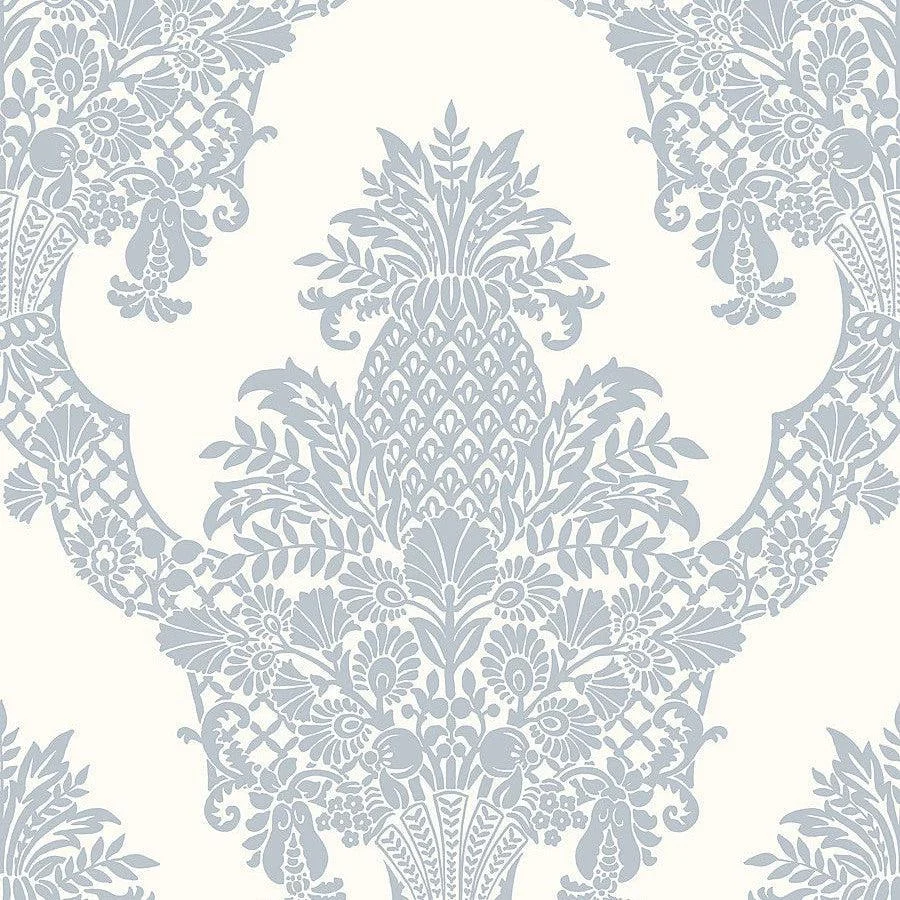 Pineapple Plantation Wallpaper // Periwinkle & White