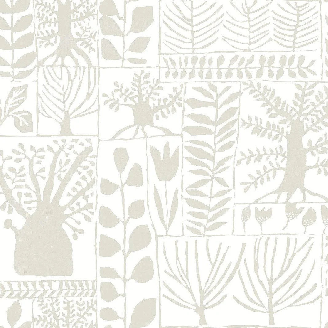 Primitive Trees Wallpaper // White & Cream