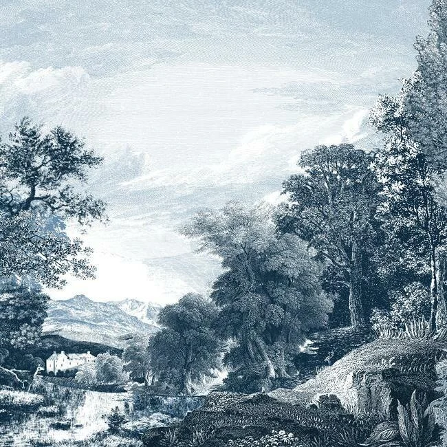 Provincial Scenic Wall Mural // Navy