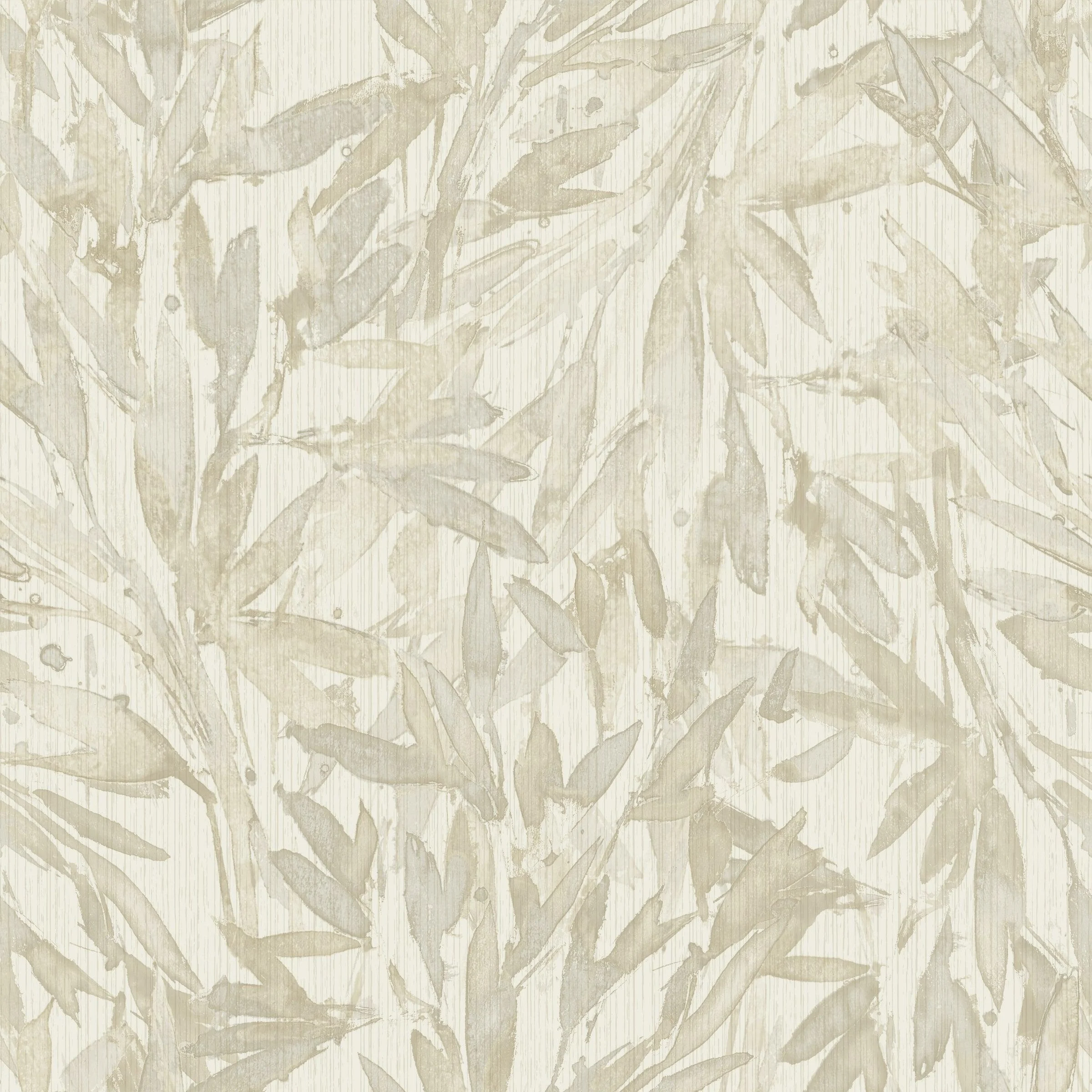 Rainforest Leaves Wallpaper // Beige
