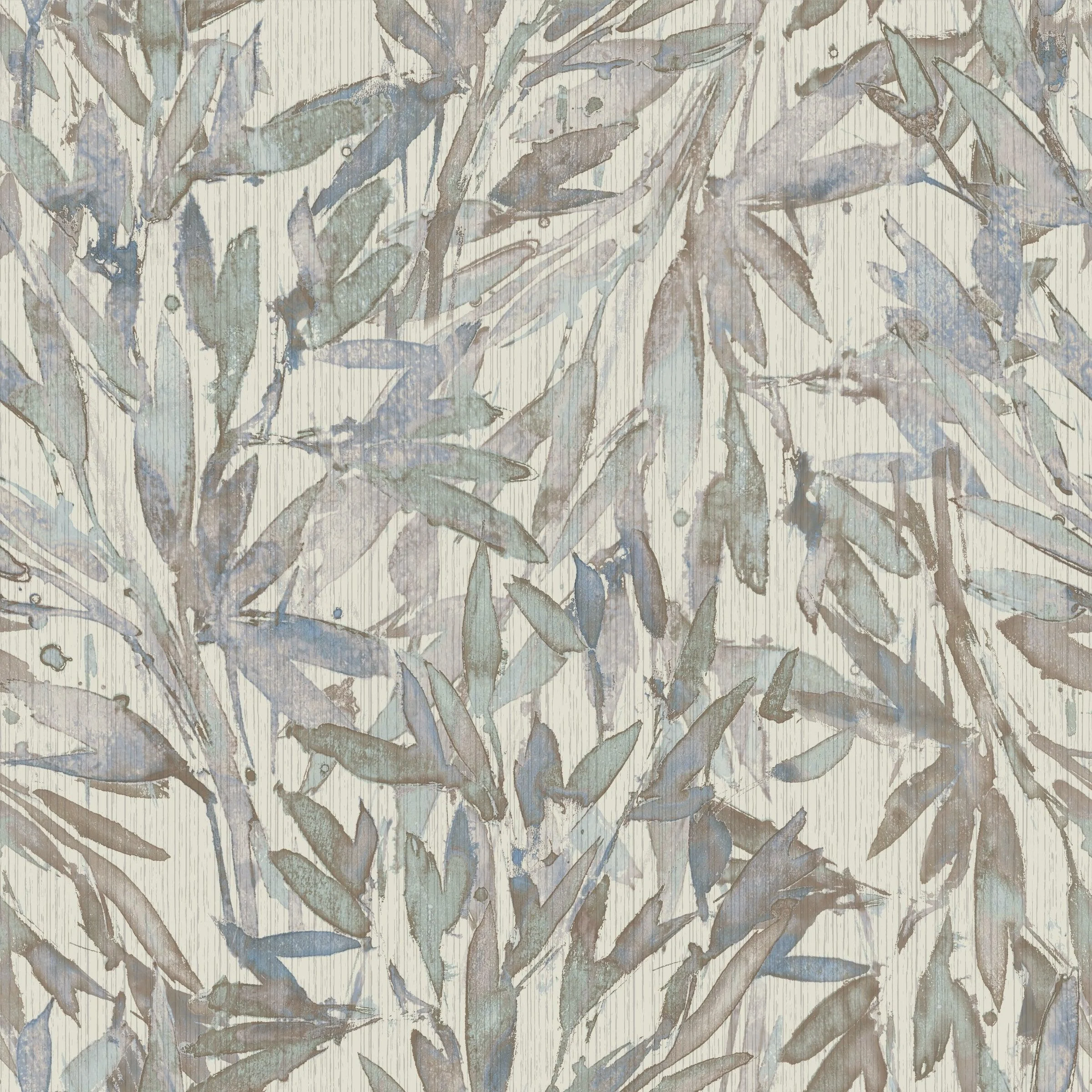 Rainforest Leaves Wallpaper // Lavender & Blue
