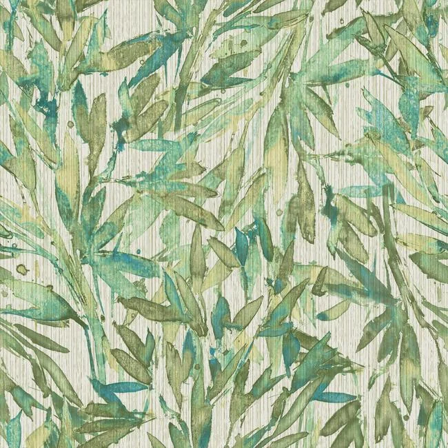 Rainforest Leaves Wallpaper // Teal