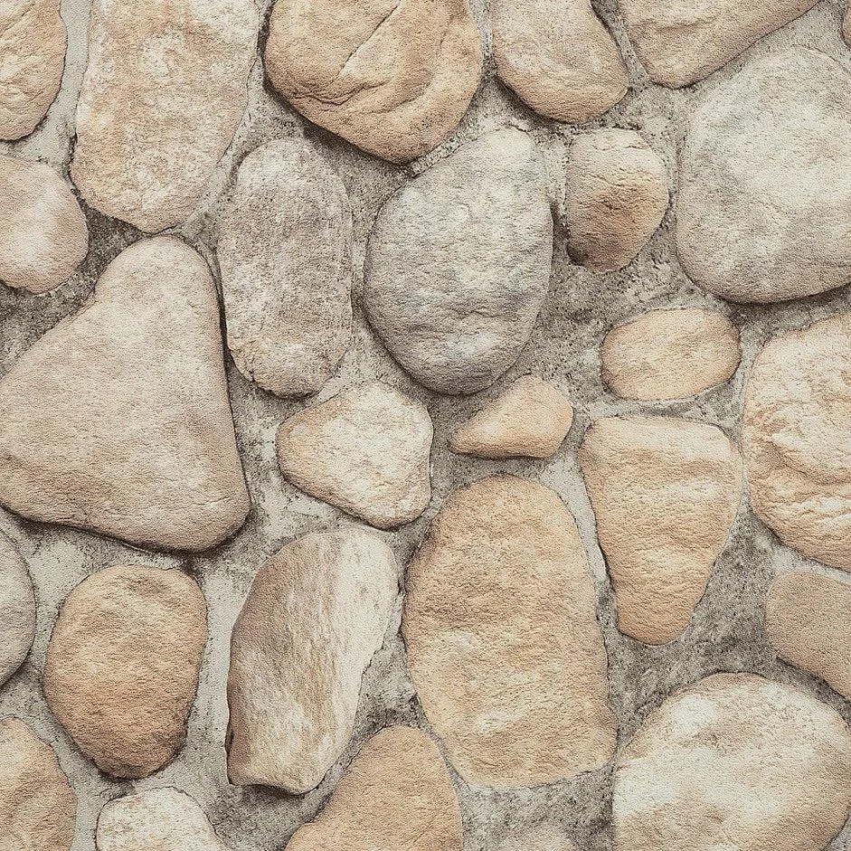 River Rock Wallpaper // Slate Grey & Desert Brown
